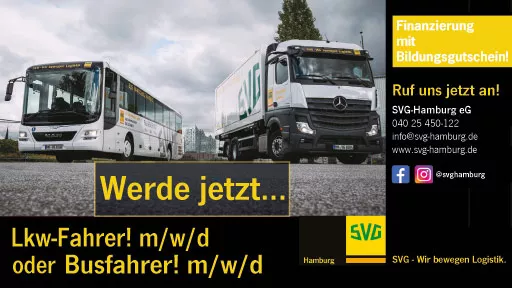 Werde Lkw-Fahrer (m/w/d) oder Busfahrer (m/w/d)